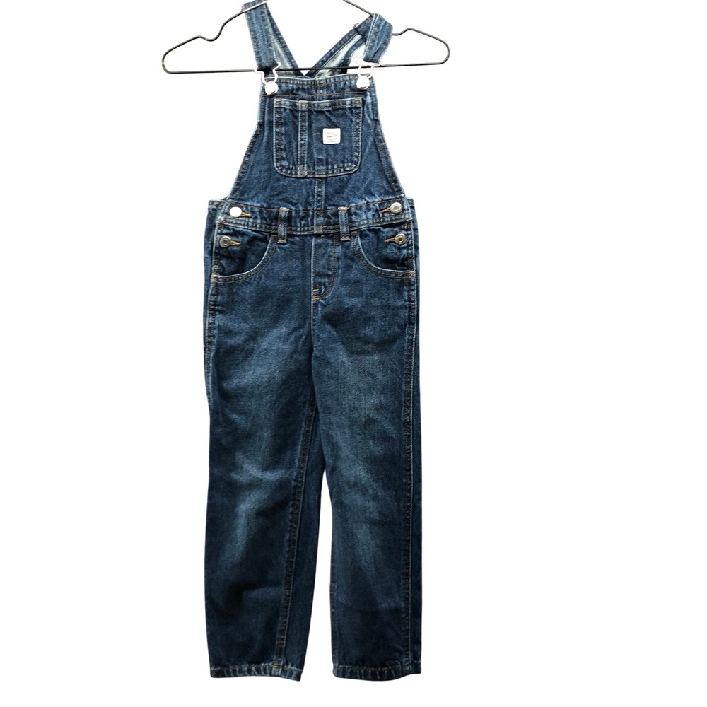 Old Navy Workwear Carpenter Bib Overalls Boys 5T Blue Cotton‎ Dark Wash